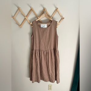 Not Perfect Linen Taupe Smock Dress S/M